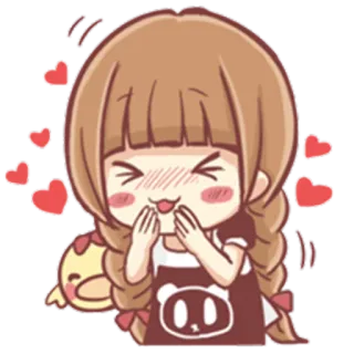😝 귀여운, 카와이, 하트, 소녀, 만화 telegram sticker