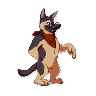 👇 Hund, Cartoon, Tier, Bandana, Deutscher Schäferhund, lustig telegram sticker