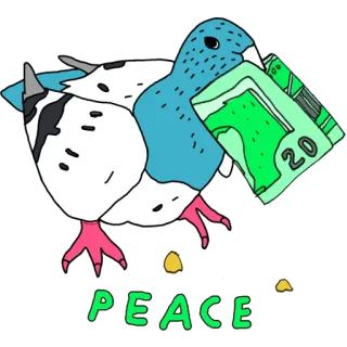 ✋ PEACE paloma, paz, dinero, pájaro, efectivo telegram sticker