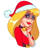 🤔 Christmas, Santa, Blonde, Woman, Cartoon, Holiday, Festive telegram sticker