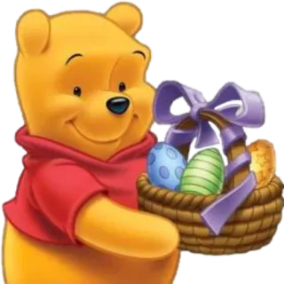 🥚 Winnie the Pooh Ursinho Pooh, Páscoa, Ovos de Páscoa, Cesta, Personagem de desenho animado telegram sticker