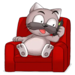 📱 猫, 漫画, 電話, 椅子, 動物, ステッカー telegram sticker