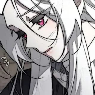 🕊 Аниме девушка, Белые волосы, Розовые глаза, Женщина, Манга, Портрет telegram sticker