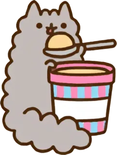 🍦 Pusheen Katze, Eis, Cartoon, Essen, niedlich telegram sticker