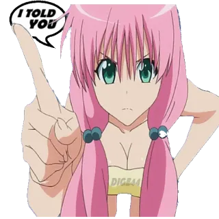 👆 I TOLD YOU anime, manga, cartoon, pink hair, girl telegram sticker