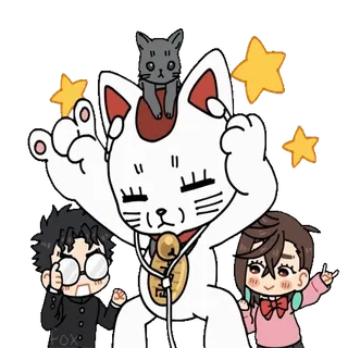 🤘 kot, szczęśliwy kot, maneki neko, kawaii, kreskówka, naklejka telegram sticker