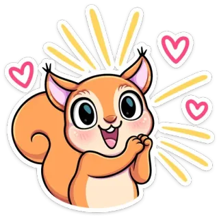 😍 Eichhörnchen, süß, Cartoon, Tier, Herz telegram sticker