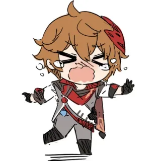 🏖 Tartaglia Genshin Impact chibi, anime, character, fanart, game, expression, funny telegram sticker