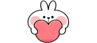 ❤️ HangSeed coniglio, cuore, carino, kawaii, animale, cartone animato telegram sticker