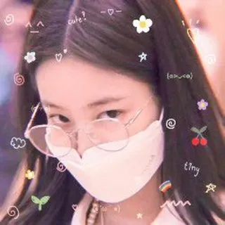 💋 cute? vrouw, schattig, bril, masker, filter, harten, bloem telegram sticker