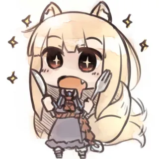 🍴 Animé, Chibi, Mignon, Nourriture, Couteau, Fourchette, Manger, Dessin animé, Illustration telegram sticker