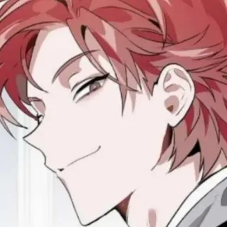 🥀 anime, hombre, pelo rojo, sonrisa, dibujos animados telegram sticker