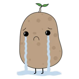 😭 картошка, плач, грустный, растение, мультфильм, овощ whatsapp sticker