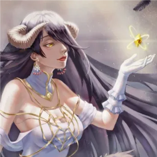 📍 Albedo Overlord 动漫, 雅儿贝德, Overlord, 恶魔, 幻想, 角, 动漫女孩 telegram sticker