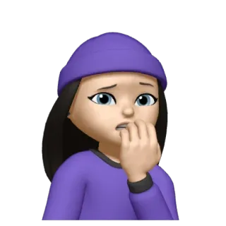 💜 Avatar, Emoji, Preocupado, Nervoso, Ansioso, Desenho animado, Mulher telegram sticker