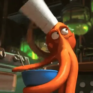 😳 chef, cooking, octopus, cartoon whatsapp sticker