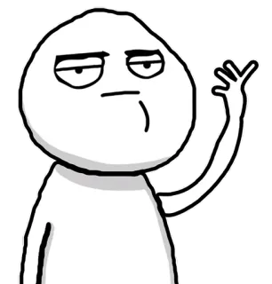 ✋ white, cartoon, bored, meme whatsapp sticker