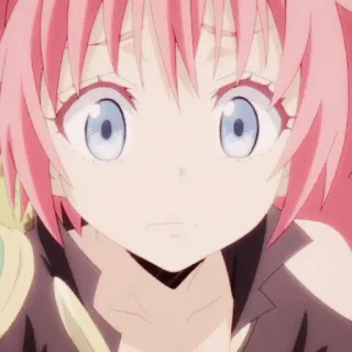 🍡 Milim Nava That Time I Got Reincarnated as a Slime Anime, Kartun, Milim Nava, Imut, Rambut pink, Karakter anime telegram sticker