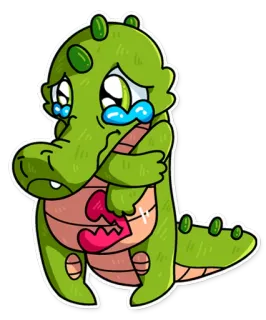 😢 crocodile, dessin animé, triste, pleurs telegram sticker