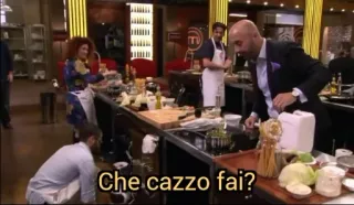 🤨 Che cazzo fai? Italian, swear word, cooking show, kitchen telegram sticker