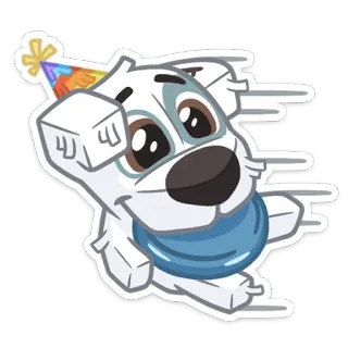 🥏 chien, chiot, animal, dessin animé, animal de compagnie, mignon, chapeau de fête whatsapp sticker