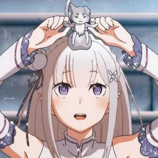 🌚 Emilia Re:Zero Anime, Emilia, Re:Zero, süß, Mädchen, Fantasy, Sticker telegram sticker