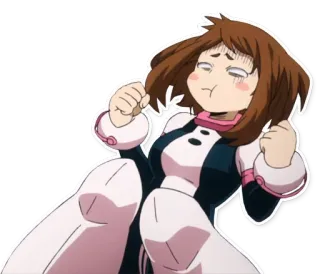 🤢 Ochaco Uraraka My Hero Academia anime, ochaco uraraka, my hero academia, exhausted, funny telegram sticker