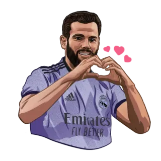 🫶 cầu thủ bóng đá, cử chỉ trái tim, vận động viên, cười, bóng đá, Real Madrid, thể thao telegram sticker