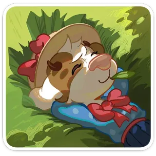 😌 Kuh, Tier, Cartoon, Niedlich, Schlaf, Hut, Entspannt telegram sticker