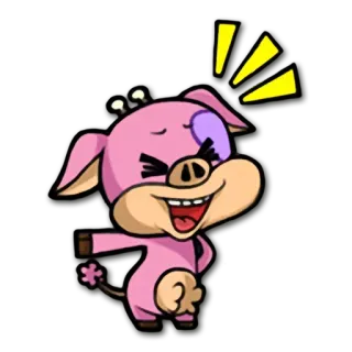 😆 돼지, 만화, 동물, 행복, 귀여운, 분홍 telegram sticker
