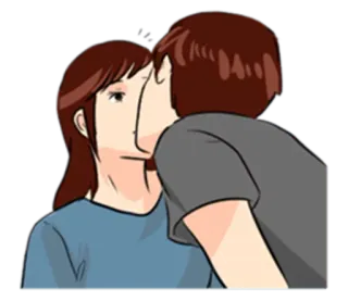 💏 卡通, 亲吻, 爱, 情侣, 浪漫 whatsapp sticker