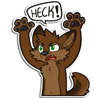 😠 HECK! furry, wolf, animal, cartoon, frustrated, angry, expression, sticker telegram sticker