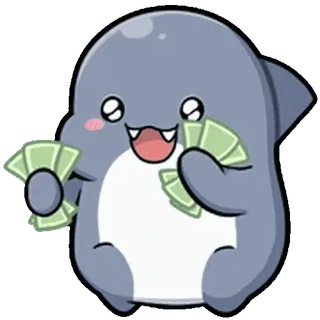 ⭐ shark, cartoon, cute, money, cash, greed, happy whatsapp sticker