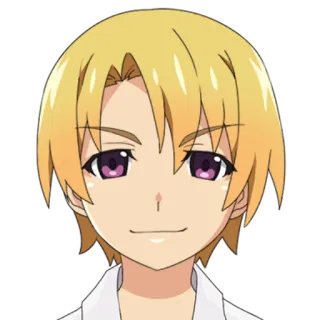 😼 Anime, Personaje, Pelo Rubio, Ojos Morados whatsapp sticker