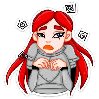 😓 Desenho animado, Menina, Cabelo ruivo, Chateada, Ansiosa, Preocupada whatsapp sticker