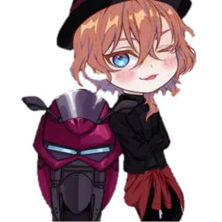 😉 Anime, Chibi, Moto, Clin d'oeil, Mignon, Dessin animé telegram sticker