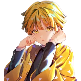 😢 Zenitsu Agatsuma Demon Slayer Zenitsu Agatsuma, Thanh Gươm Diệt Quỷ, Anime, Khóc, Tóc Vàng, Vàng telegram sticker