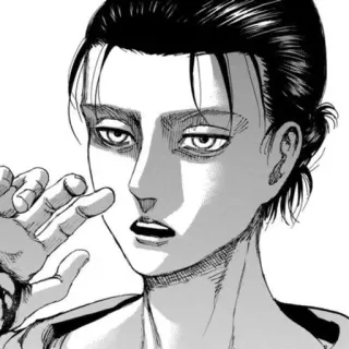 😮 Eren Yeager Attack on Titan eren, attack on titan, anime, manga, serious, stoic telegram sticker