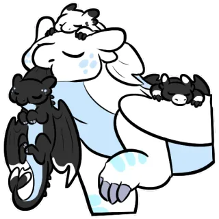 🐱 dragons, mignon, dormir, fantaisie, dessin animé, animaux telegram sticker