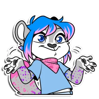 ❓ Furry, Dier, Schouderophalen, Cartoon, Expressie, Gebaar, Personage, Sticker whatsapp sticker