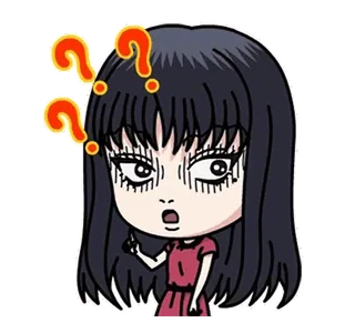 🧟♀ cartoon, question mark, confused, anime, woman telegram sticker