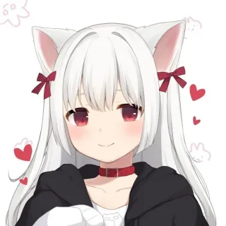 ☺️ Anime, Chica gato, Kawaii, Lindo, Orejas, Pelo blanco whatsapp sticker