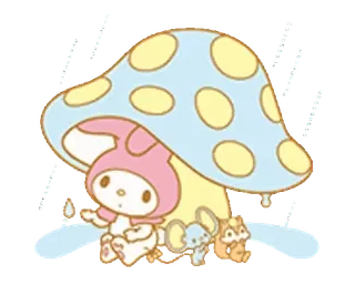 💖 My Melody My Melody, Sanrio, cartoon, cute, mushroom, animal telegram sticker