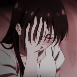 ⛓ Anime, Triste, Piangente, Ragazza, Emozionale, Ritratto telegram sticker