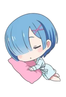 😴 Rem Re:Zero Anime, Lindo, Chibi, Durmiendo, Kawaii whatsapp sticker