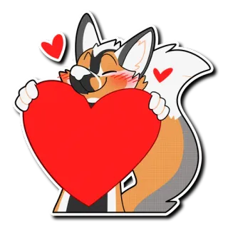 ❤️ hati, cinta, hewan, rubah, imut, hari valentine, kasih sayang whatsapp sticker
