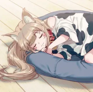🐾 Аниме, Девушка-кошка, Спящий, Милый, Каваи telegram sticker
