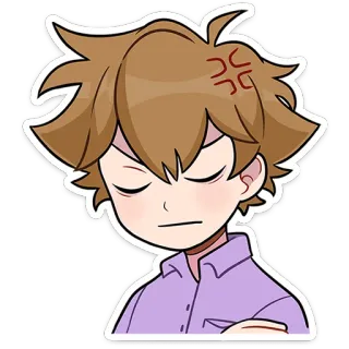 😠 styl anime, zły, kreskówka, emocje, zirytowany, zdenerwowany, brązowe włosy, mężczyzna telegram sticker
