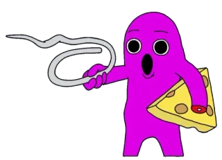 😧 lila, monster, käse, pizza, lustig whatsapp sticker