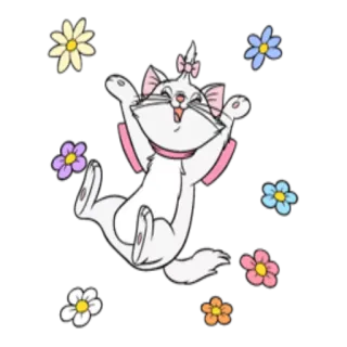 😋 Marie The Aristocats gato, gatito, Disney, Los Aristogatos, dibujos animados, Marie, flores telegram sticker